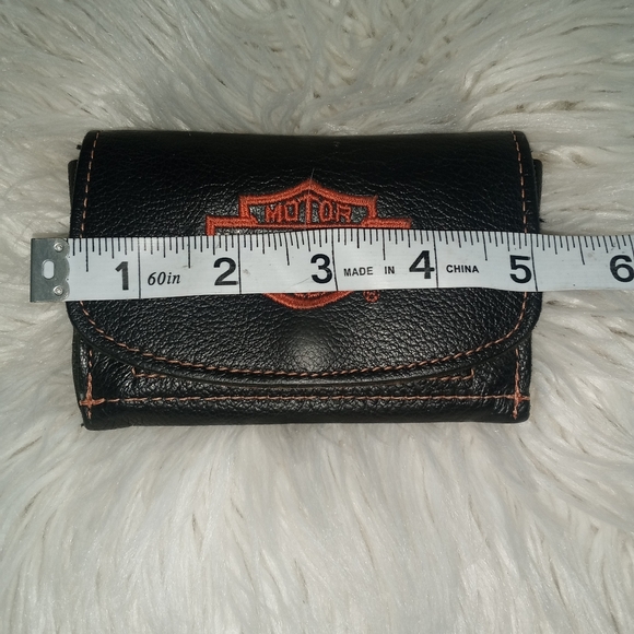 Harley-Davidson Black and Orange Leather Wallet Vintage - Picture 5 of 6